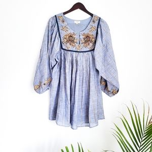 WORLD MARKET Embroidered Boho Peasant Dress